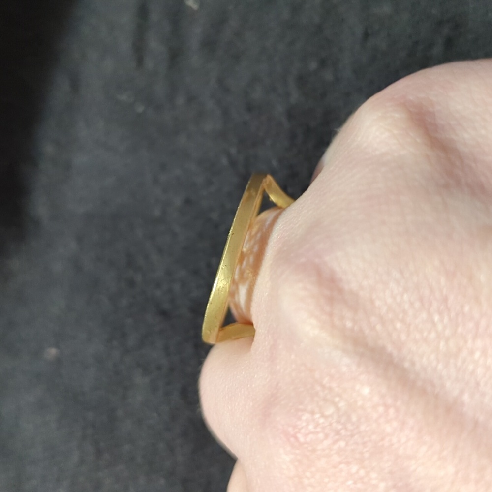 Solid Brass Filagree Clover Round Statement Ring … - image 2